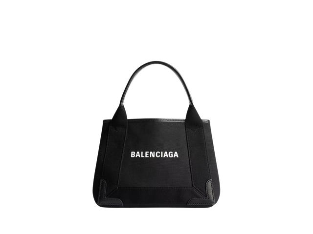 Balenciaga Balenciaga Navy Cabas Xs In Black Cotton Canvas And Calfskin With Logo Printed - view 1