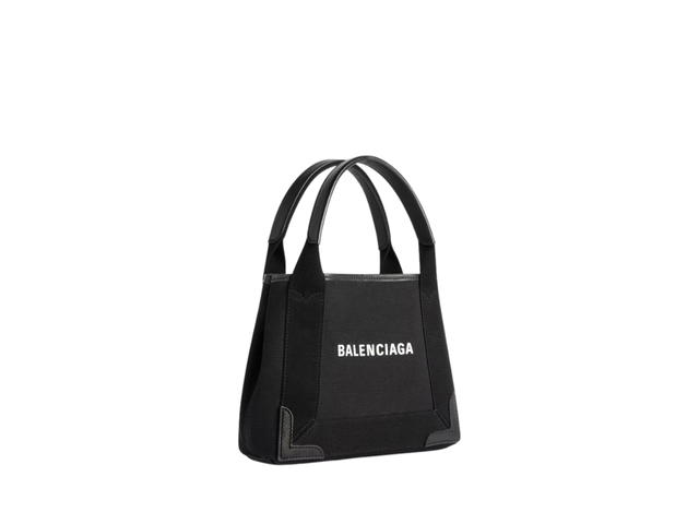 Balenciaga Balenciaga Navy Cabas Xs In Black Cotton Canvas And Calfskin With Logo Printed - view 4