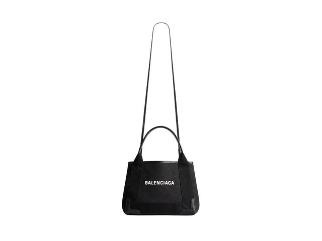 Balenciaga Balenciaga Navy Cabas Xs In Black Cotton Canvas And Calfskin With Logo Printed - view 5