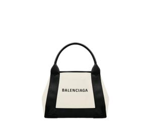 Buy Balenciaga Navy XS Cabas In Light Beige Cotton Canvas-Black Calfskin With Semi-shiny Palladium Hardware at Sasom – Authentic and Ready to Ship