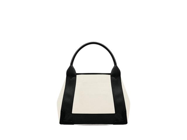 Balenciaga Balenciaga Navy XS Cabas In Light Beige Cotton Canvas-Black Calfskin With Semi-shiny Palladium Hardware - view 3