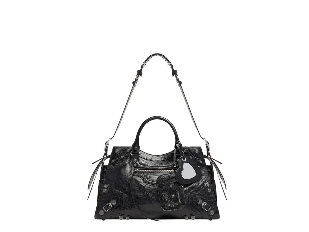 Balenciaga Balenciaga Neo Cagole City Handbag In Arena Lambskin With Aged-Silver Hardware Black