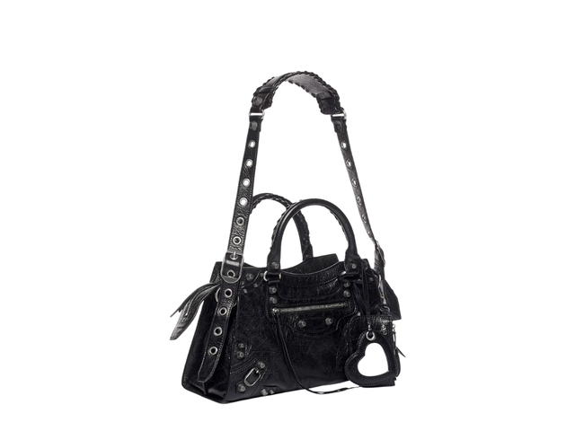 Balenciaga Balenciaga Neo Cagole City Small Handbag In Black Arena Lambskin With Aged-Silver Hardware - view 2
