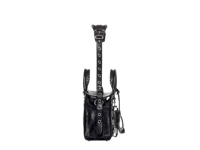 Balenciaga Balenciaga Neo Cagole City Small Handbag In Black Arena Lambskin With Aged-Silver Hardware - view 3
