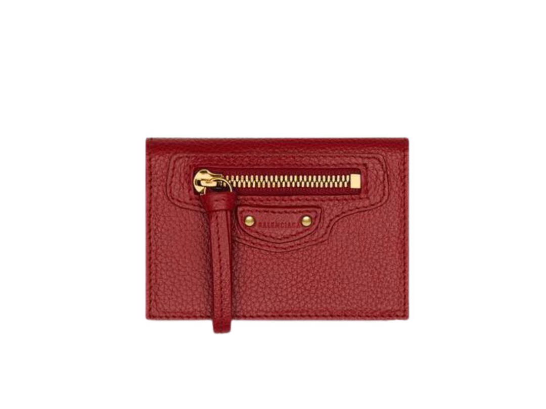 Balenciaga Balenciaga Neo Classic Mini Wallet In Grained Calfskin Red