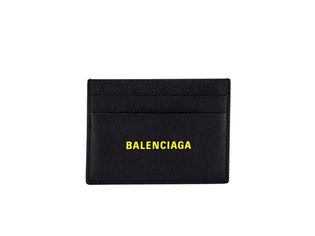 Balenciaga Balenciaga Neon-Logo Leather Card Case Black