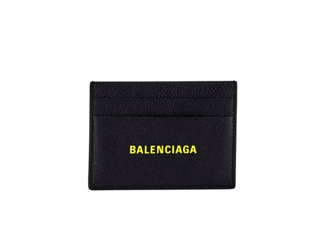 Balenciaga Balenciaga Neon-Logo Leather Card Case Black - view 1