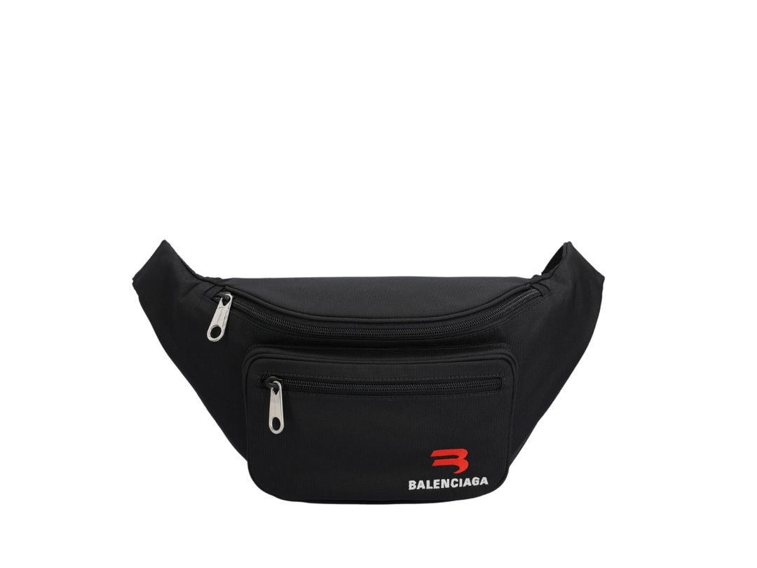 Balenciaga Balenciaga Nylon Embroidered Belt Bag In Elastane-Cotton With Silver-tone Metal Hardware Black
