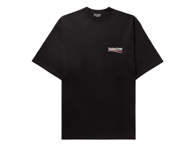 Balenciaga Balenciaga Oversized Logo Embroidered Cotton Jersey T-Shirt Black - view 1