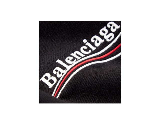 Balenciaga Balenciaga Oversized Logo Embroidered Cotton Jersey T-Shirt Black - view 2