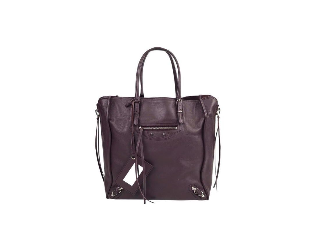 Balenciaga Balenciaga Papier A5 Tote In Burgundy Calfskin Leather With Silver-Tone Hardware