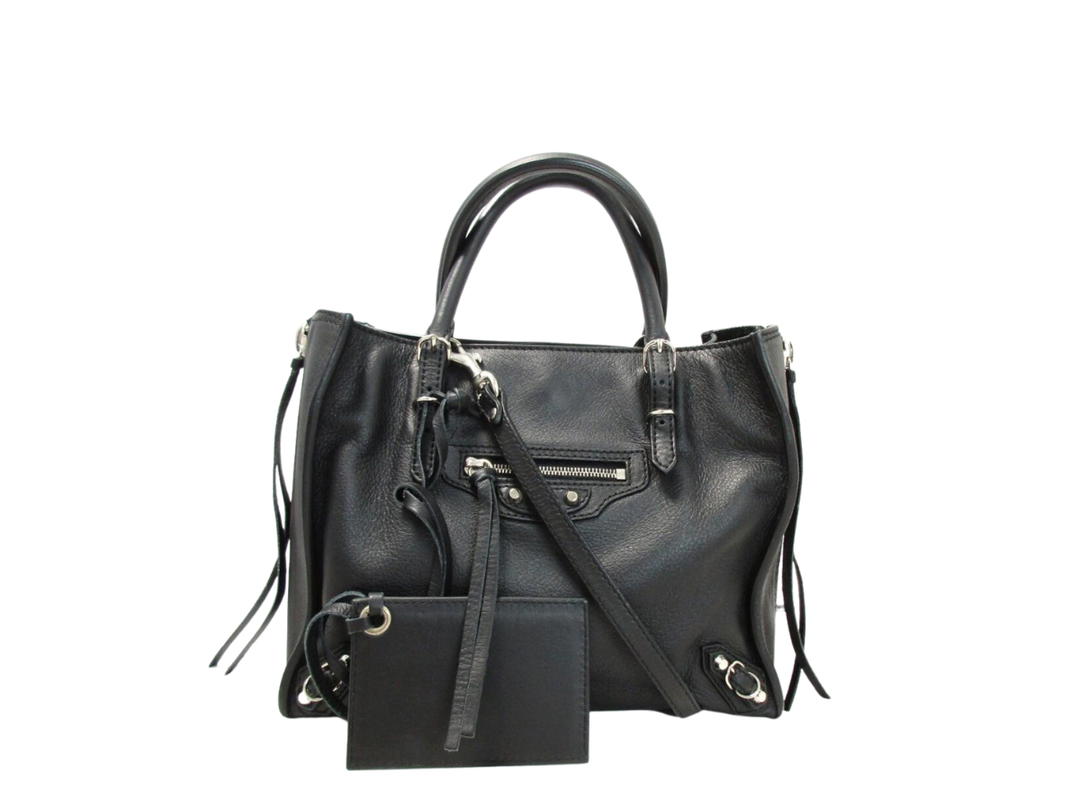 Balenciaga Balenciaga Papier Bag In Leather With Silver-Tone Hardware Black