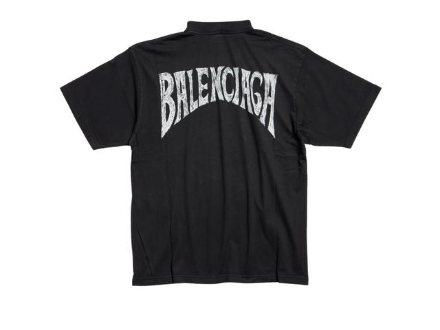 Balenciaga Balenciaga Paris Tropical T-Shirt Medium Fit In Black and White Vintage Jersey - view 2