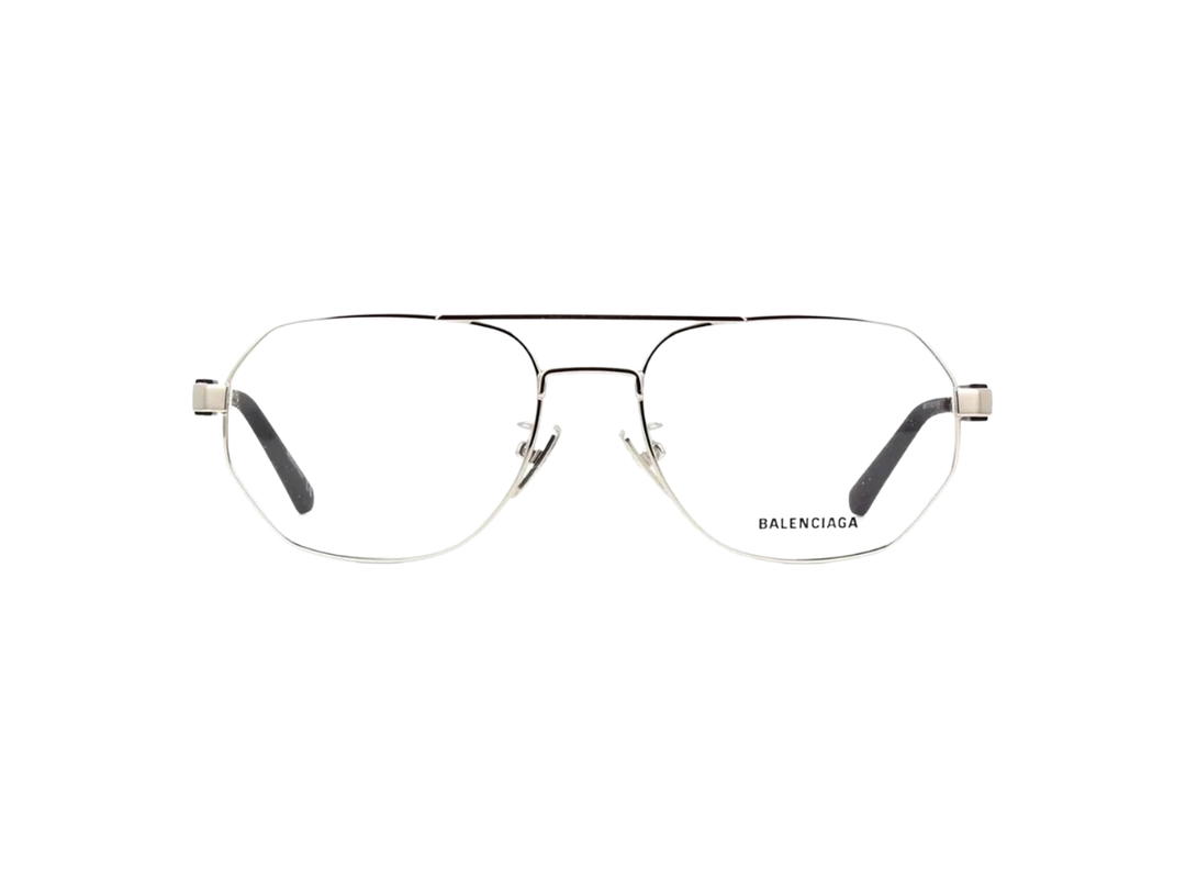 Balenciaga Balenciaga Geometric Frame Glasses In Metal Silver And Black Rubber