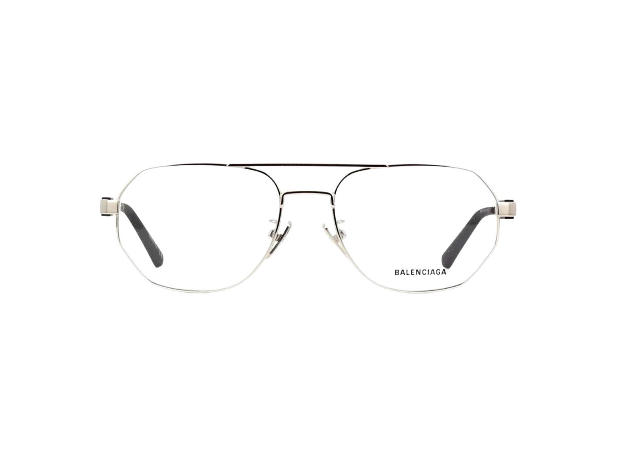 Balenciaga Balenciaga Geometric Frame Glasses In Metal Silver And Black Rubber