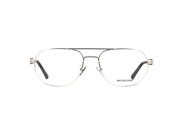 Balenciaga Balenciaga Geometric Frame Glasses In Metal Silver And Black Rubber - view 1