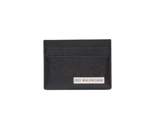 Balenciaga Balenciaga Plate Cardholder In Black Calfskin Leather With Silver-Tone Hardware - view 1
