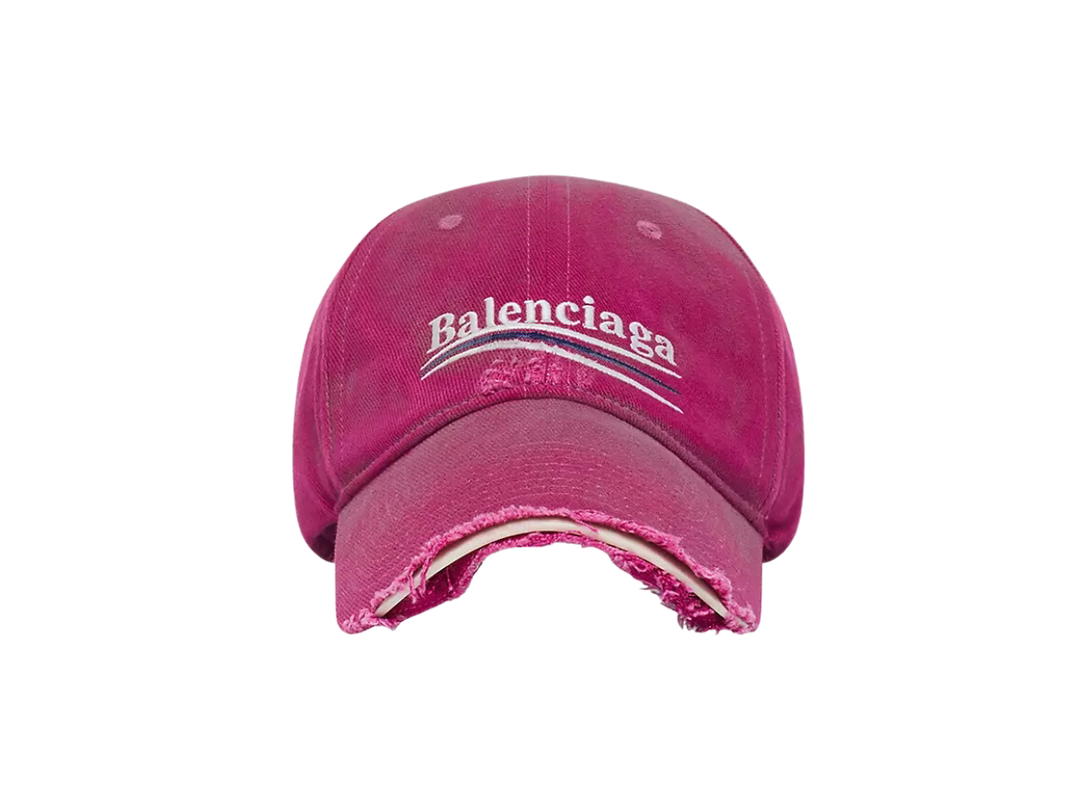 Balenciaga Balenciaga Political Campaign Destroyed Cap In Dark Pink And White Cotton Drill