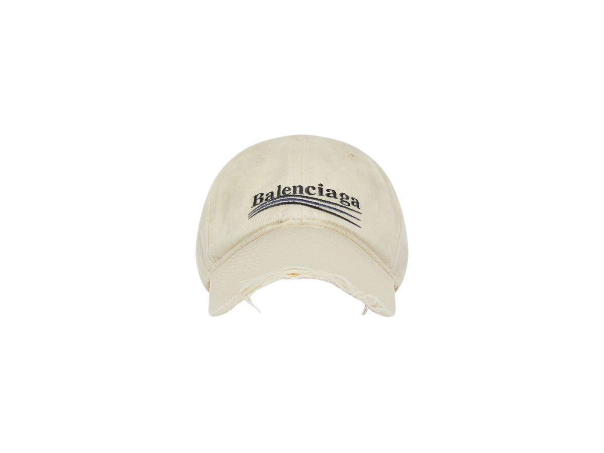Balenciaga Balenciaga Political Campaign Destroyed Cap In Light Beige And Black Cotton Drill