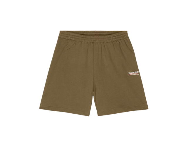 Balenciaga Balenciaga Political Campaign Large Fit Sweat Shorts Khaki White Red - view 1