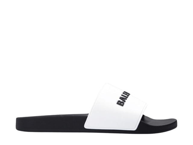 Balenciaga Balenciaga Pool Slides Logo White Black - view 1