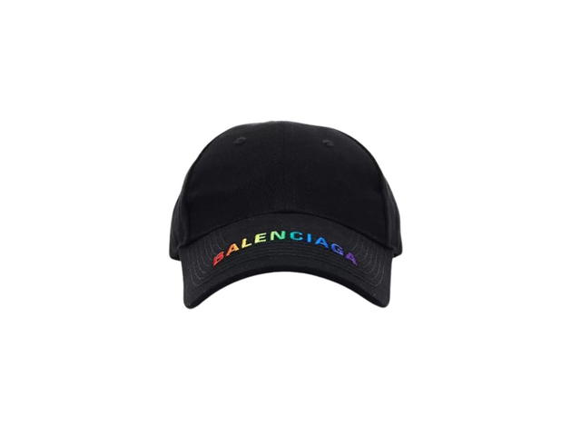 Balenciaga Balenciaga Rainbow Logo Baseball Cap In Black Cotton - view 1