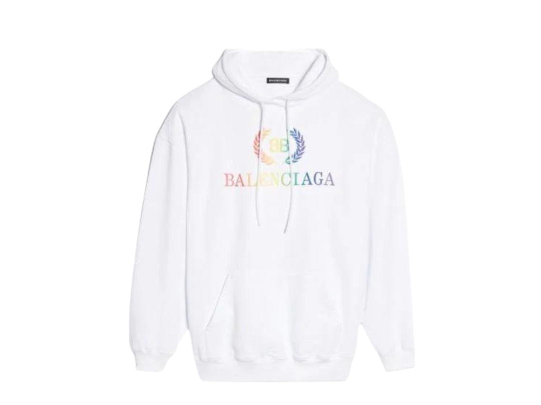 Balenciaga Balenciaga Rainbow Logo Hoodie White