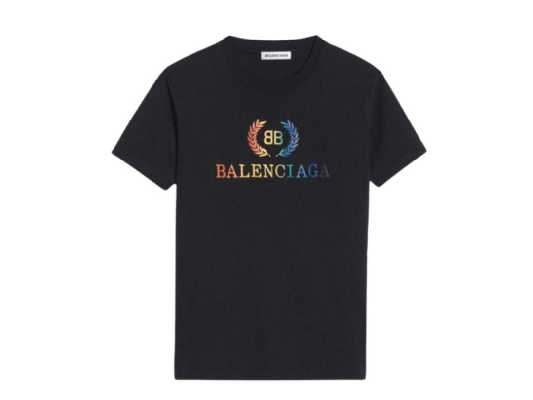 Balenciaga Balenciaga Rainbow Logo Shirt Black