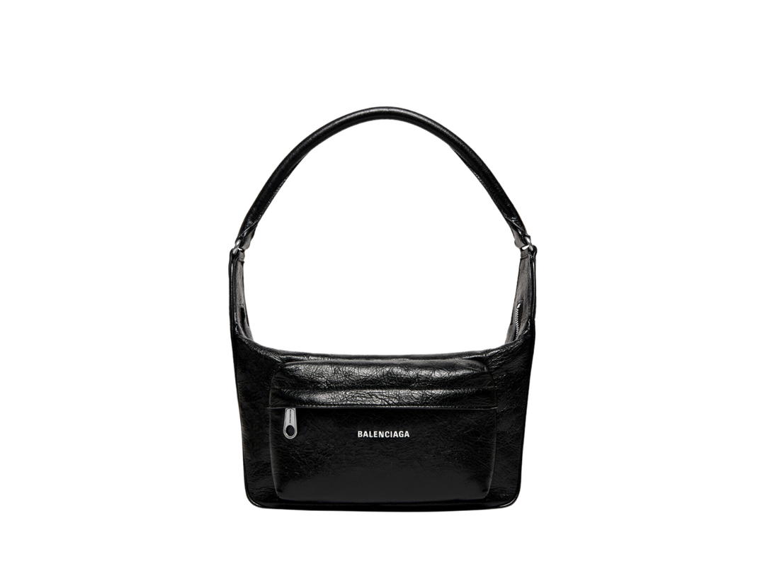 Balenciaga Balenciaga Raver Medium Bag With Handle In Black Arena Lambskin With Aged-Silver Hardware