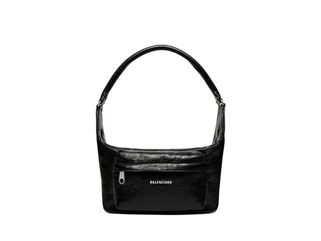 Balenciaga Balenciaga Raver Medium Bag With Handle In Black Arena Lambskin With Aged-Silver Hardware - view 1