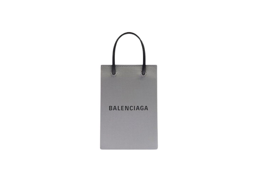 Balenciaga Balenciaga Mini Shopping Phone Holder Bag In Grey Squared Calfskin