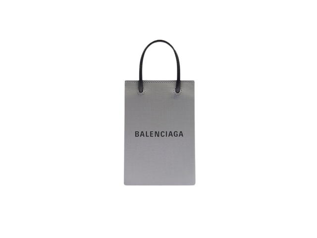 Balenciaga Balenciaga Mini Shopping Phone Holder Bag In Grey Squared Calfskin - view 1