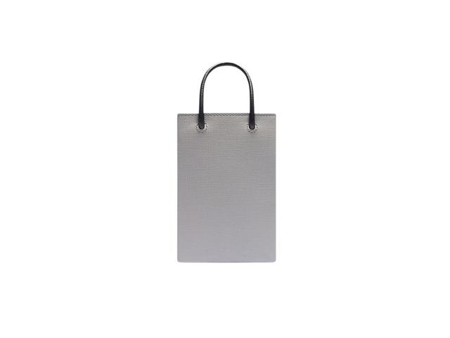 Balenciaga Balenciaga Mini Shopping Phone Holder Bag In Grey Squared Calfskin - view 2