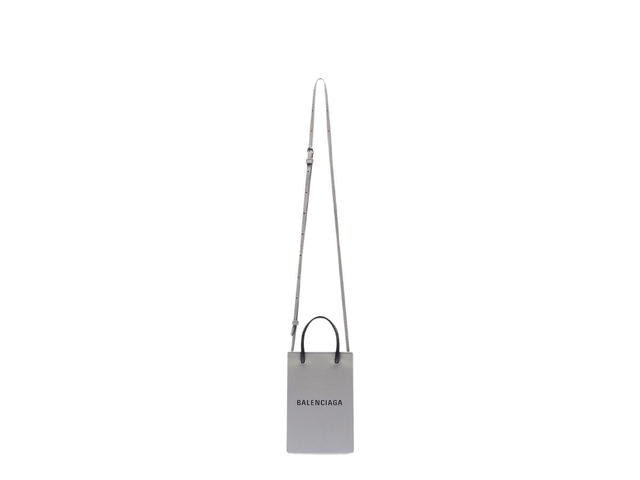 Balenciaga Balenciaga Mini Shopping Phone Holder Bag In Grey Squared Calfskin - view 3