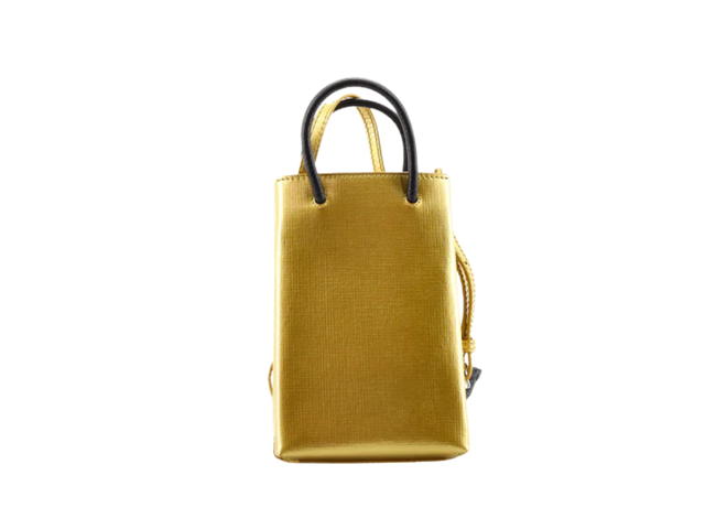Balenciaga Balenciaga Shopping Phone Holder In Leather Gold - view 2