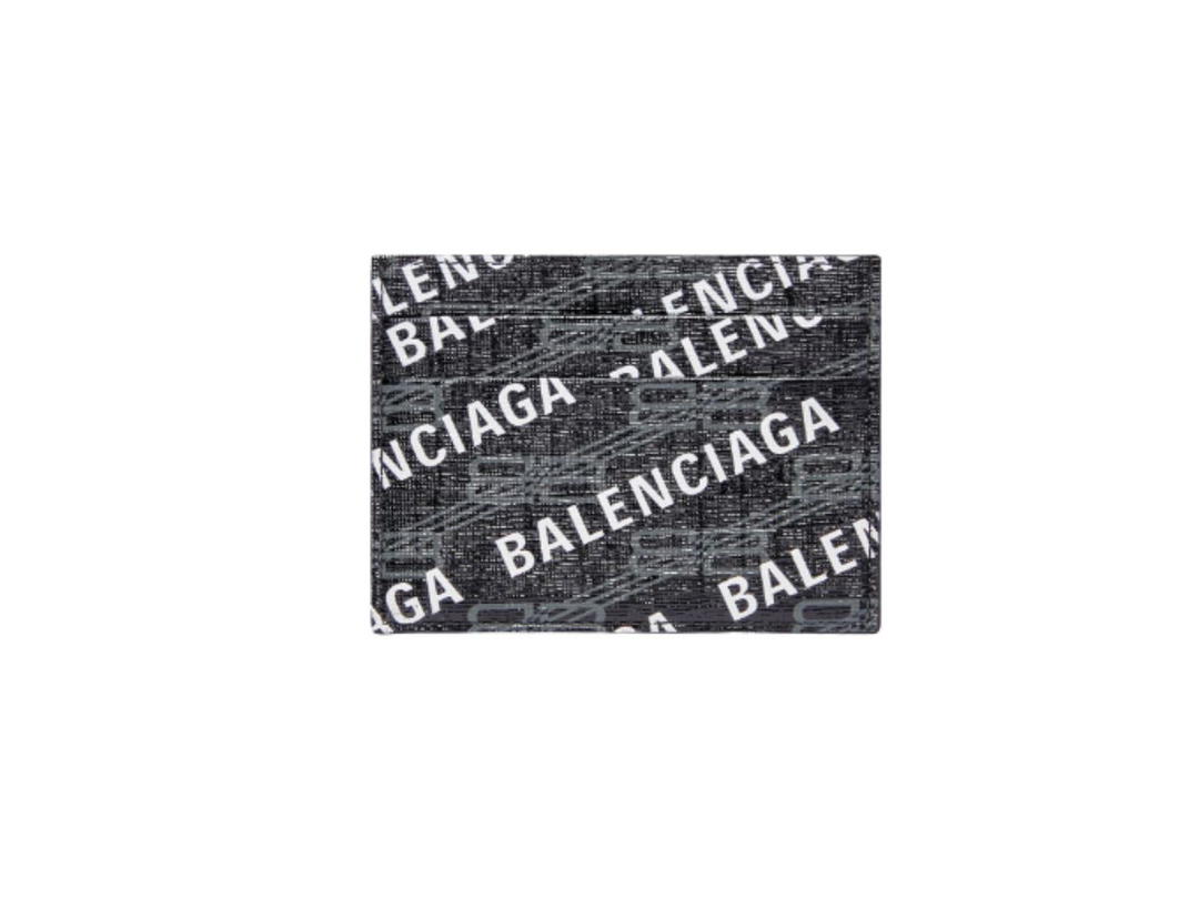 Balenciaga Balenciaga Signature Card Holder BB Monogram Coated Canvas And Allover Logo Black