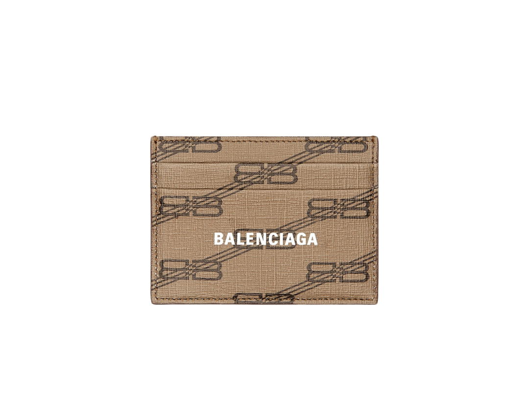 Balenciaga Balenciaga Signature Card Holder In Beige and Brown BB Monogram Coated Canvas