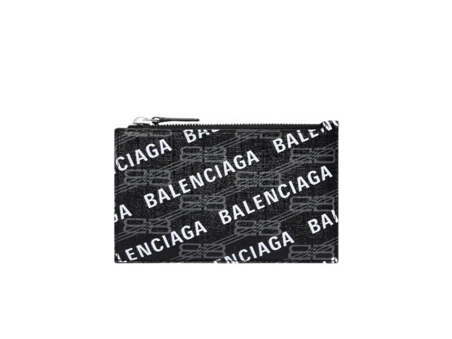 Balenciaga Balenciaga Signature Large Long Coin and Card Holder In BB Monogram Coated Canvas and Allover Logo Black - view 1