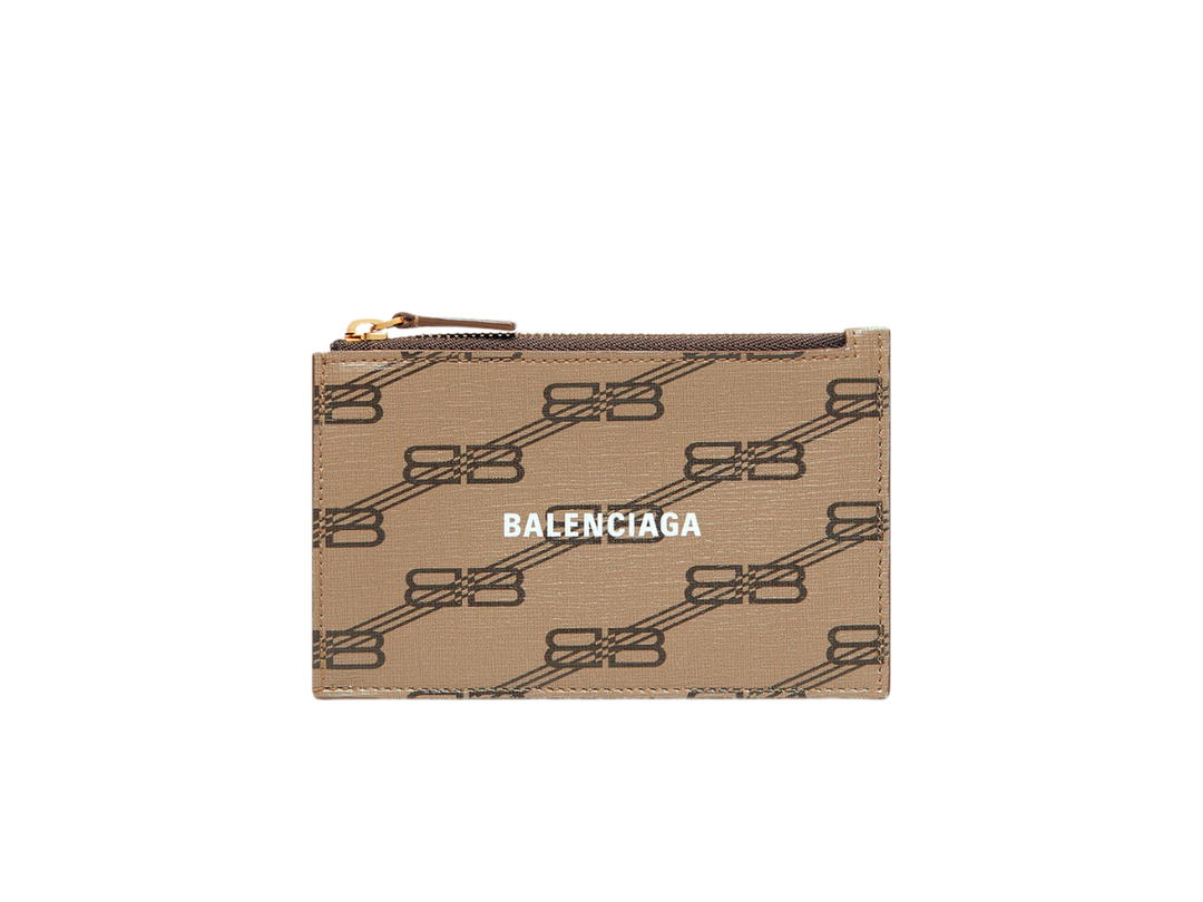 Balenciaga Balenciaga Signature Large Long Coin And Card Holder In Beige and Brown BB Monogram Coated Canvas