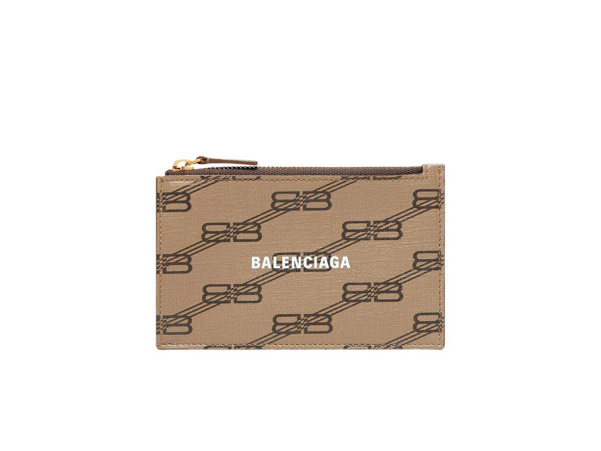 Balenciaga Balenciaga Signature Large Long Coin And Card Holder In Beige and Brown BB Monogram Coated Canvas