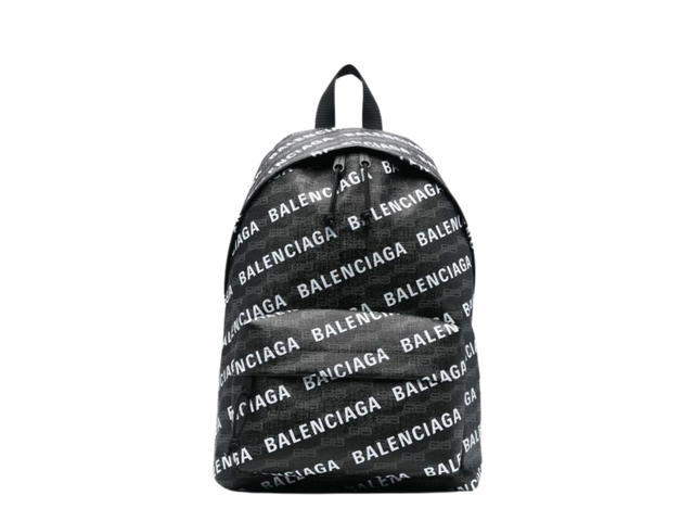 Balenciaga Balenciaga Signature Logo-Print Backpack In Black-White With Gunmetal-Tone - view 1
