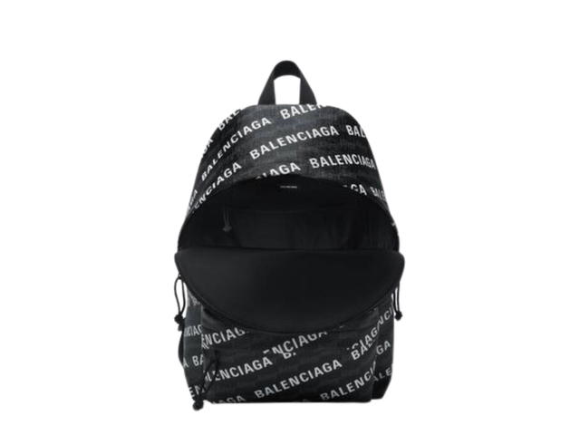Balenciaga Balenciaga Signature Logo-Print Backpack In Black-White With Gunmetal-Tone - view 3