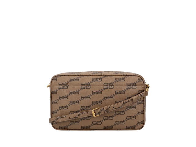Balenciaga Balenciaga Signature Medium Camera Bag In Beige And Brown BB Monogram Coated Canvas With Aged-Gold Hardware - view 2