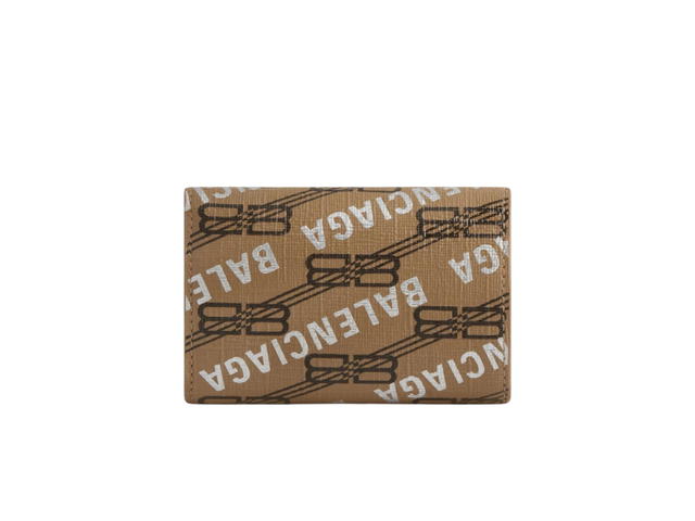 Balenciaga Balenciaga Signature Mini Wallet In BB Monogram Coated Canvas and Allover Logo Beige - view 1