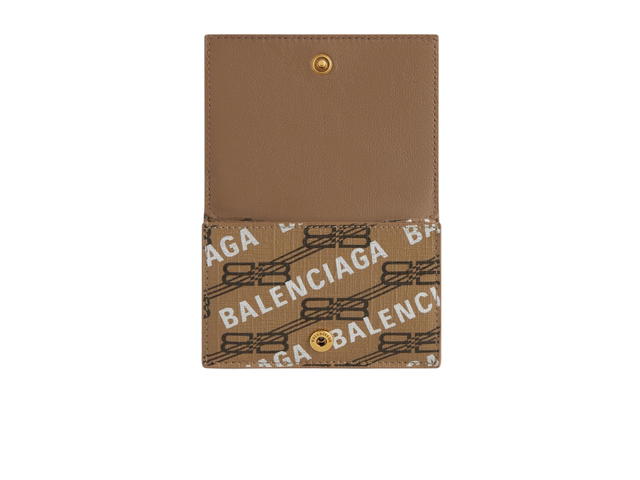 Balenciaga Balenciaga Signature Mini Wallet In BB Monogram Coated Canvas and Allover Logo Beige - view 2