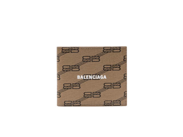Balenciaga Balenciaga Signature Square Folded Wallet In Beige And Brown BB Monogram Coated Canvas - view 1