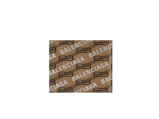 Balenciaga Balenciaga Signature Square Folded Wallet In Monogram Coated Canvas And Allover Logo Beige - view 1