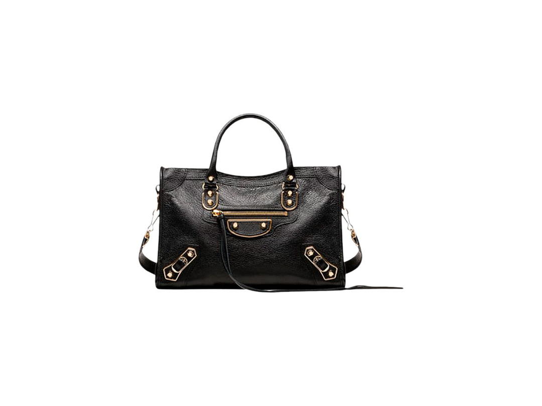 Balenciaga Balenciaga Small Classic City Handbag In Black Chevre Leather With Aged-Gold Hardware