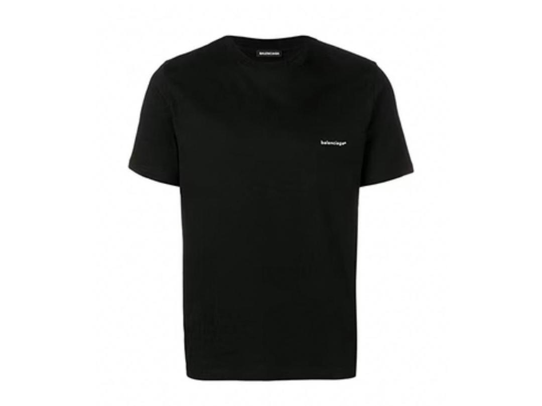 Balenciaga Balenciaga Small Logo Print Regular Fit Cotton T-shirt Black/White
