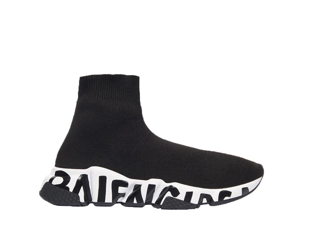 Balenciaga Balenciaga Speed Graffiti Trainers White Black Logo (Women's)
